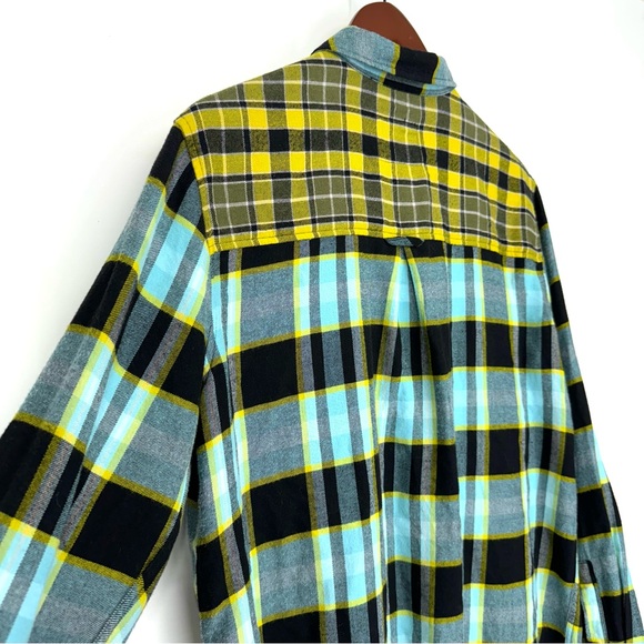 Rails Brando Sky Mixed Plaid Fringe Flannel Soft Button Up Shirt Size Large - Picture 9 of 16